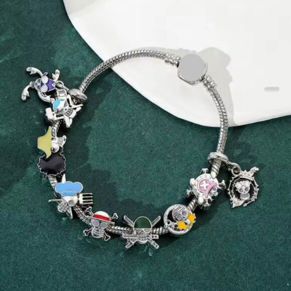 Silver Plated One Piece Anime Themed Loaded Charm Bracelet Design - Picture 6 of 7